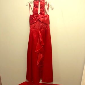Red satin formal gown for your princess  new